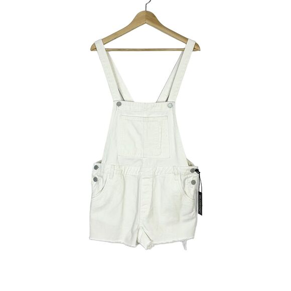 NWT Blank NYC Shortall White Denim Shorts Cut Off Shortalls - Picture 1 of 7